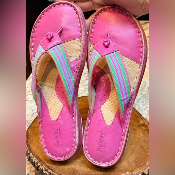 Born Hot Pink Leather Bora Basics/Drilles Sandals | Size 10 | EUC! - Picture 3 of 12
